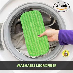 img 2 attached to 🧹 2 Pack Reusable Microfiber Mop Pads - Machine Washable Refill Pads for Swiffer and Wet Jet - Wetjet Compatible Mop Head