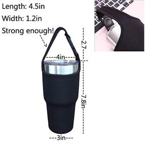 img 2 attached to 🧤 Neoprene Tumbler Water Bottle Holder Sleeve Covers - 30 OZ, 32 OZ, 36 OZ - Ideal for Yeti Tumbler Rambler Travel, Walking, Hiking, Camping - Adjustable Portable Handle Buckle - Little Waterproof - Black