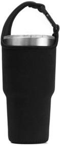 img 4 attached to 🧤 Neoprene Tumbler Water Bottle Holder Sleeve Covers - 30 OZ, 32 OZ, 36 OZ - Ideal for Yeti Tumbler Rambler Travel, Walking, Hiking, Camping - Adjustable Portable Handle Buckle - Little Waterproof - Black