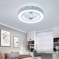 💡 22in white weninestar ceiling fan with dimmable lights, remote control, and enclosed caged led fixture - ideal for low profile ceiling rooms, semi flush mount design logo