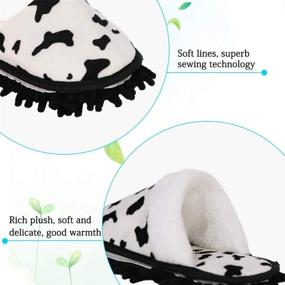 img 3 attached to Jitnetiy Cow Pattern Microfiber Mop Slippers Shoes with Detachable Cleaning Tool for House Floor Dust - Women's Size 7-10 / Men's Size 5-8