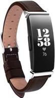 👝 inspire hr & inspire 2 leather bands: stylish wrist band accessories for women and men (brown) logo