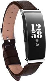 img 4 attached to 👝 Inspire HR & Inspire 2 Leather Bands: Stylish Wrist Band Accessories for Women and Men (Brown)