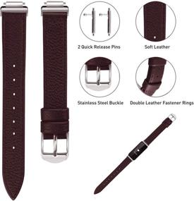 img 2 attached to 👝 Inspire HR & Inspire 2 Leather Bands: Stylish Wrist Band Accessories for Women and Men (Brown)