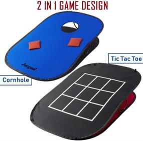 img 3 attached to 🌽 Juegoal Collapsible Portable Cornhole Game Set - 3x2ft with 2 Boards, 10 Bean Bags, Carrying Bag, and Tic Tac Toe Game - Indoor Outdoor Yard Toss Game