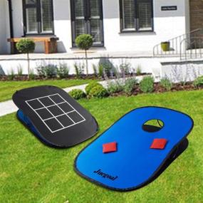 img 2 attached to 🌽 Juegoal Collapsible Portable Cornhole Game Set - 3x2ft with 2 Boards, 10 Bean Bags, Carrying Bag, and Tic Tac Toe Game - Indoor Outdoor Yard Toss Game