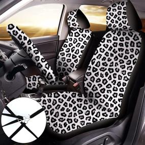 img 1 attached to Leopard Accessories Steering Coasters Keychain Interior Accessories