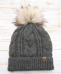 img 2 attached to 🧣 MIRMARU Soft Faux Fur Pom Pom Slouchy Beanie Hat: Sherpa Lined, Thick, Chunky, and Warm for Women