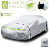 🚗 durable and effective 6-layer waterproof car cover for 177-187" sedans - all weather protection with zipper and uv block logo