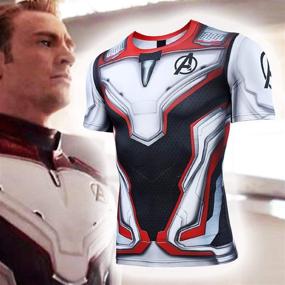 img 2 attached to 👕 Endgame Quantum War Men's Compression Shirt: Short Sleeve 3D Print T-Shirt for Enhanced Performance
