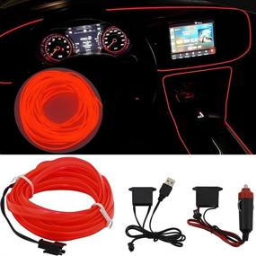img 4 attached to 🚗 shunyang EL Wire Neon Lights for Cars - Interior & Exterior Cold Wire LED Lights DIY Decoration Strip Lights - RED, 5M (16.4Ft) - 1Pcs