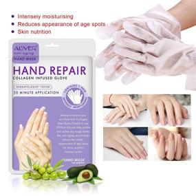 img 3 attached to Hydrating Hand Spa: 4 Pack Moisturizing Gloves Infused with Collagen, Serum, Vitamins, and Natural Extracts for Repairing Dry, Cracked Hands in Women & Men