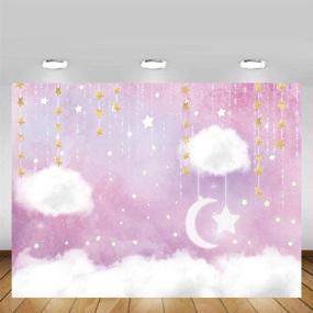 img 3 attached to 🎀 MEHOFOTO Sweet Pink and White Cloud Photo Studio Backdrop Props for Princess Birthday Girl Baby Shower Party Decorations with Hanging Gold Stars. Twinkle Twinkle Little Stars Photography Background Banner, 7x5ft