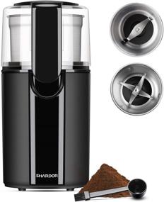 img 4 attached to ☕️ SHARDOR Electric Coffee Grinder & Spice Herb Grinder with 2 Removable Stainless Steel Bowls, Black - Perfect for Grinding Coffee Beans, Spices, and Seeds