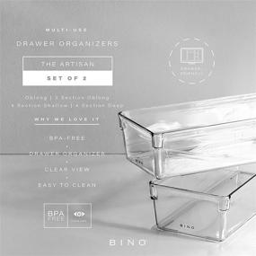 img 3 attached to 🗄️ BINO Oblong Plastic Drawer Organizer Bin 2 Pack - The Artisan: Multi-Purpose, Durable, BPA-Free Desk, Vanity, Bathroom, Makeup Drawer Organizer