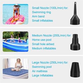 img 1 attached to Inflatable Air Pump - USB Rechargeable Electric Pump for Air Mattresses, Boats, Swimming Rings, Inflatable Pools - Portable Deflator/Inflator with 4000mAH Battery and 3 Nozzles