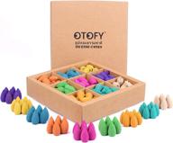 🌸 otofy backflow incense cones: 100% natural handmade scents for backflow incense burner - 180 pcs of waterfall incense rose tulip jasmine lavender - perfect meditation & yoga gift (wood color) логотип