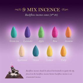 img 1 attached to 🌸 OTOFY Backflow Incense Cones: 100% Natural Handmade Scents for Backflow Incense Burner - 180 Pcs of Waterfall Incense Rose Tulip Jasmine Lavender - Perfect Meditation & Yoga Gift (Wood Color)