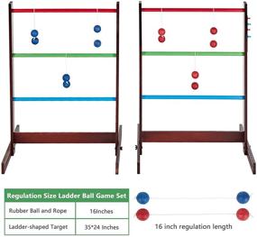 img 2 attached to SpeedArmis Retro Ladder Toss Game Set - 35In Rubber Wooden Ladder Ball Golf Lawn Game with 6 Bolo Balls & Carrying Case - Fun Outdoor Yard Game for Kids, Adults, and Families