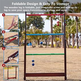img 1 attached to SpeedArmis Retro Ladder Toss Game Set - 35In Rubber Wooden Ladder Ball Golf Lawn Game with 6 Bolo Balls & Carrying Case - Fun Outdoor Yard Game for Kids, Adults, and Families