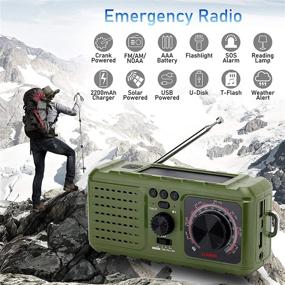 img 2 attached to 📻 Multi-Functional Emergency NOAA Radio Weather Alert with Portable AM FM MP3 Player, Solar & Hand Crank Operation, 2200mAh Battery, USB Phone Charger, Flashlight, Reading Lamp, SOS Alarm