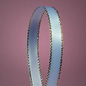 img 1 attached to 🎀 Light Blue Satin Ribbon with Gold Edges, 3/8 Inch X 50 Yards