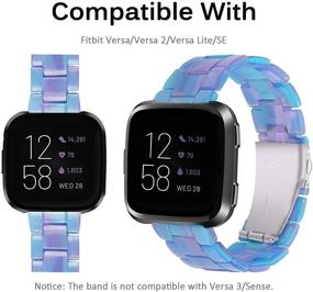 img 3 attached to Совместимый с Miimall Fitbit Versa/Versa 2/Versa Lite/SE полимерный ремешок стильный с застежкой из нержавеющей стали сменные ремешки ремешки для трекеров Fitbit Versa/Versa 2/Versa Lite/SE (Dream Blue)