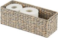 🧻 mdesign gray wash water hyacinth toilet roll holder storage basket bin for bathroom, toilet tanks - holds 3 rolls of toilet paper logo