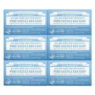 🧼 dr. bronner’s - pure-castile bar soap (baby unscented, 5 oz, 6-pack) - gentle organic soap for sensitive skin & babies - face, body & hair - no fragrance added, biodegradable, vegan, non-gmo logo