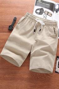 img 3 attached to Summer Drawstring Shorts with Pockets for Boys - GUNLIRE Clothing