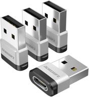 премиум адаптер usb c к usb-разъему (4 шт.) от acessorz - быстрая зарядка и синхронизация для ноутбука/автомобильного зарядного устройства от магазина - совместим с зарядным устройством magsafe. логотип