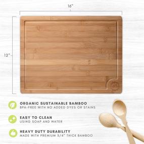 img 2 attached to 🍃 FreshNest Co. XL Bamboo Cutting Board: 16x12, Thick & Sustainable Wood Board with Handle and Juice Groove