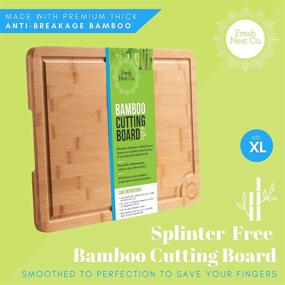 img 3 attached to 🍃 FreshNest Co. XL Bamboo Cutting Board: 16x12, Thick & Sustainable Wood Board with Handle and Juice Groove