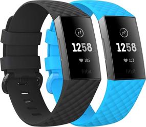 img 4 attached to 🔵 EUCARLOS Replacement Bands for Fitbit Charge 4/3/3 SE - 2 Pack Classic Soft Sports Wristbands in Small Size - Waterproof Fitness Watch Strap for Women Men (Black/Sky Blue)