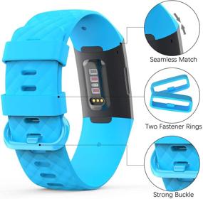 img 3 attached to 🔵 EUCARLOS Replacement Bands for Fitbit Charge 4/3/3 SE - 2 Pack Classic Soft Sports Wristbands in Small Size - Waterproof Fitness Watch Strap for Women Men (Black/Sky Blue)