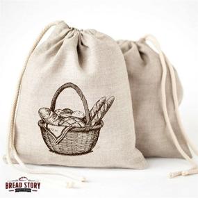 img 2 attached to Large 11 x 15 in (30 cm x 40 cm) Natural Linen Bread Bags - Set of 2 - Perfect for Homemade Bread, Reusable Storage, Housewarming, Wedding Gift, Artisan Bread - Ideal Bakery & Baguette Bag