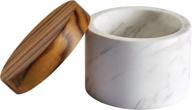 anolon pantryware marble salt cellar with teak lid - 5.25 ounce, white + seo logo