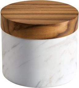 img 3 attached to Anolon Pantryware Marble Salt Cellar with Teak Lid - 5.25 Ounce, White + SEO