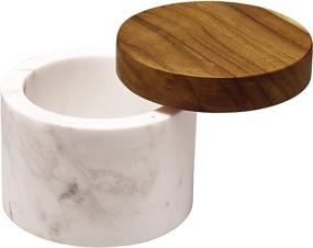 img 1 attached to Anolon Pantryware Marble Salt Cellar with Teak Lid - 5.25 Ounce, White + SEO