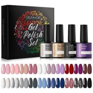 🎄 gelfavor gel nail polish 24 pcs halloween christmas nail polish set pink blue glitter soak off nail gel collection uv/led gel polish starter kit gift with glossy & matte top coat and base coat and primer for diy nail salon at any time of the year (pink nude) логотип