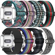 📱 adjustable fitbit versa bands: 8 pack elastic solo loop nylon fabric replacement wristbands for women and men logo