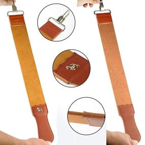 img 2 attached to 🔪 Premium Dual Strop for Sharpening and Smoothing Straight Razors - Grandslam Leather Strop Knife, Professional Cowhide (Type 2, Brown)