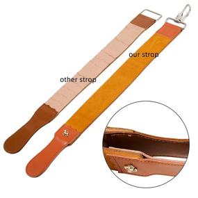 img 3 attached to 🔪 Premium Dual Strop for Sharpening and Smoothing Straight Razors - Grandslam Leather Strop Knife, Professional Cowhide (Type 2, Brown)