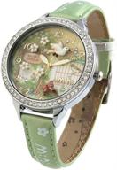 🐰 cute bowknot bunny girl's teenagers' wrist watches with butterfly dial and leather strap - golden case fq062 logo