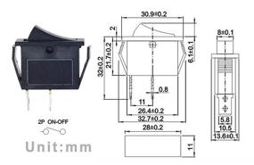 img 2 attached to 🔲 QTEATAK 8 Pcs SPST Snap-in ON-Off 2 Pin Snap Rocker Boat Switch Black AC 250V 15A 125V 20A: Ideal for Car, Boat, and Household Appliances