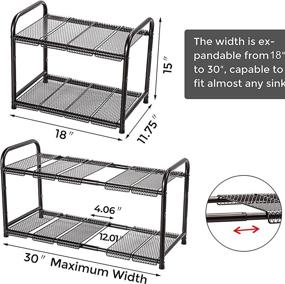 img 3 attached to 🗄️ STORAGE MANIAC 2 Tier Expandable Under Sink Shelf Organizer with Removable Steel Panels - Adjustable Width & Height for Kitchen and Bathroom Storage, 18-30 Inches, Bronze