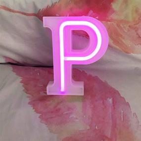 img 3 attached to QiaoFei Neon Pink Marquee Light Letters: Vibrant Wall/Table Decor for Home Bar Christmas, Birthdays, Valentine's Day - Pink Letters (P)