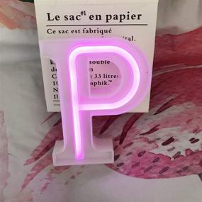 img 1 attached to QiaoFei Neon Pink Marquee Light Letters: Vibrant Wall/Table Decor for Home Bar Christmas, Birthdays, Valentine's Day - Pink Letters (P)