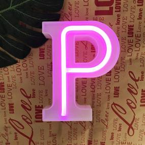 img 2 attached to QiaoFei Neon Pink Marquee Light Letters: Vibrant Wall/Table Decor for Home Bar Christmas, Birthdays, Valentine's Day - Pink Letters (P)