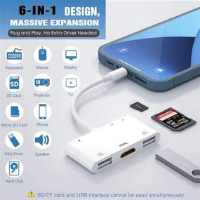 img 3 attached to 🔌 6-в-1 Хаб Lightning для iPad: конвертер Lightning в HDMI Digital AV, считыватель TF и SD карт, адаптер для камеры USB, совместим с Power Delivery для iPhone, iPad и других USB устройств